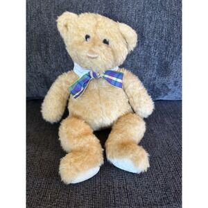 GUND "Luther" the Brown & Beige Teddy Bear w/ Purple Bow Plush